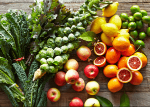 a group of fruits and vegetables on a wood surface Healthy Weight Loss Diets Ascot